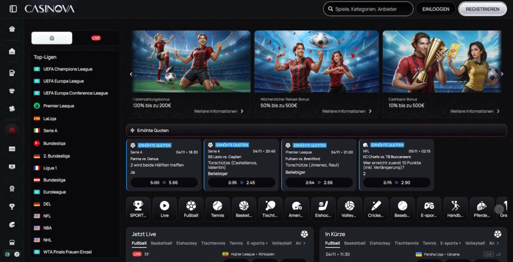 Casinova Casino Sportwetten
