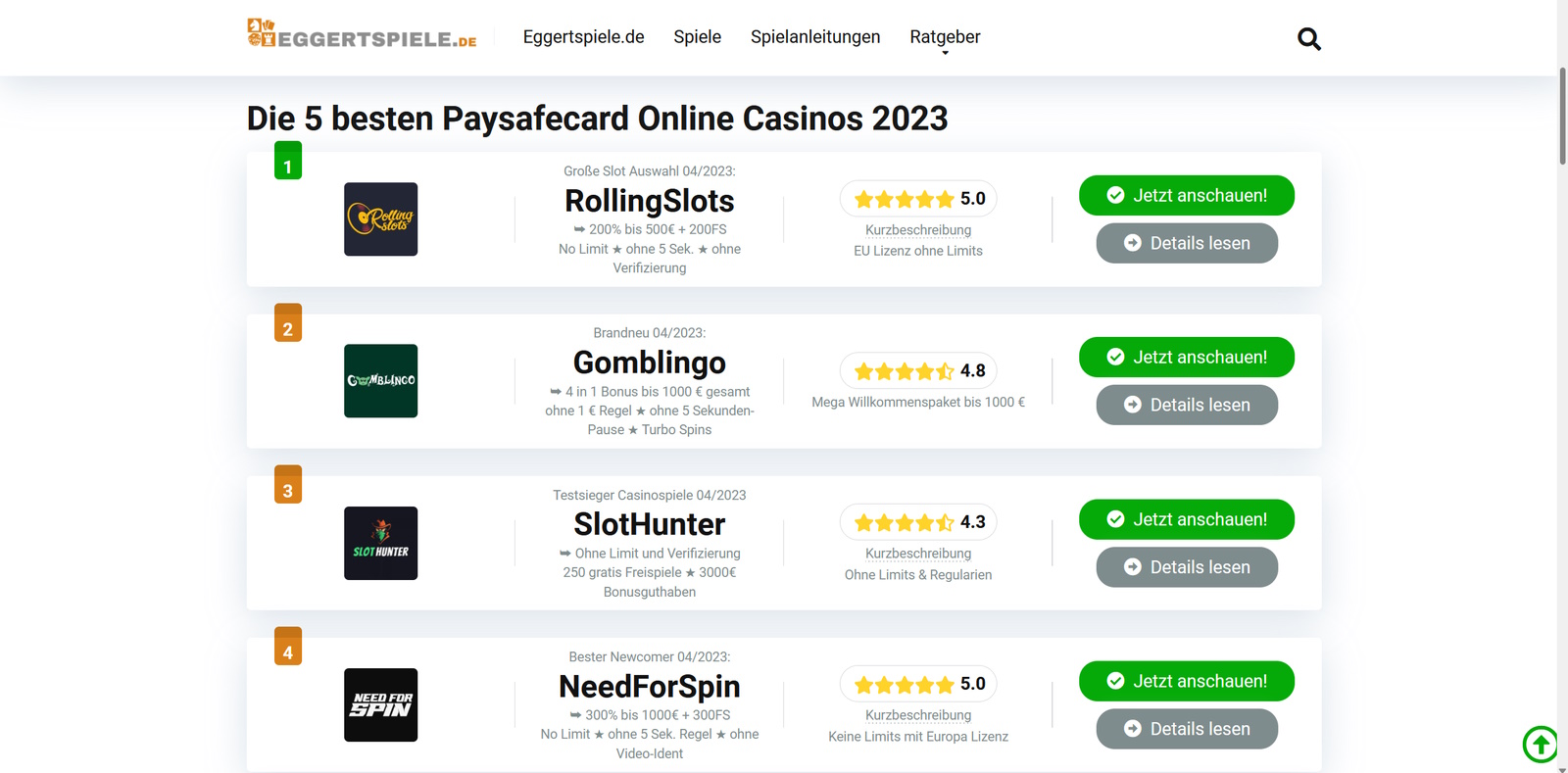 beste paysafecard casinos