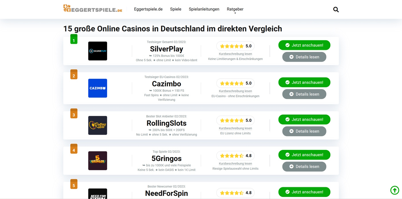 große online casinos im vergleich